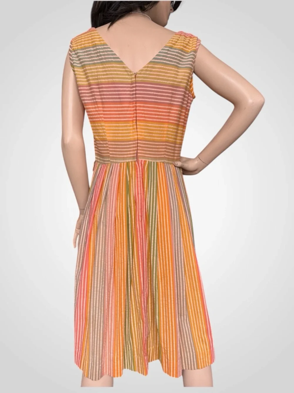 Vintage 1950s Seersucker Dress, S/M - Picture 8 of 9